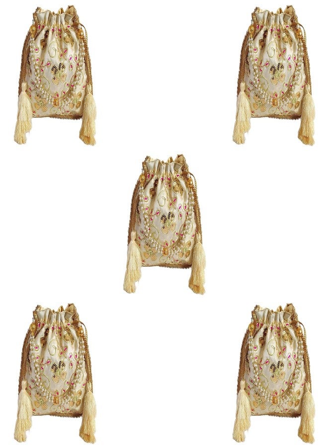 حقيبة بوتلي ذهبية مزينة بالزهور من دوقة للنساء (عبوة من 5 قطع)